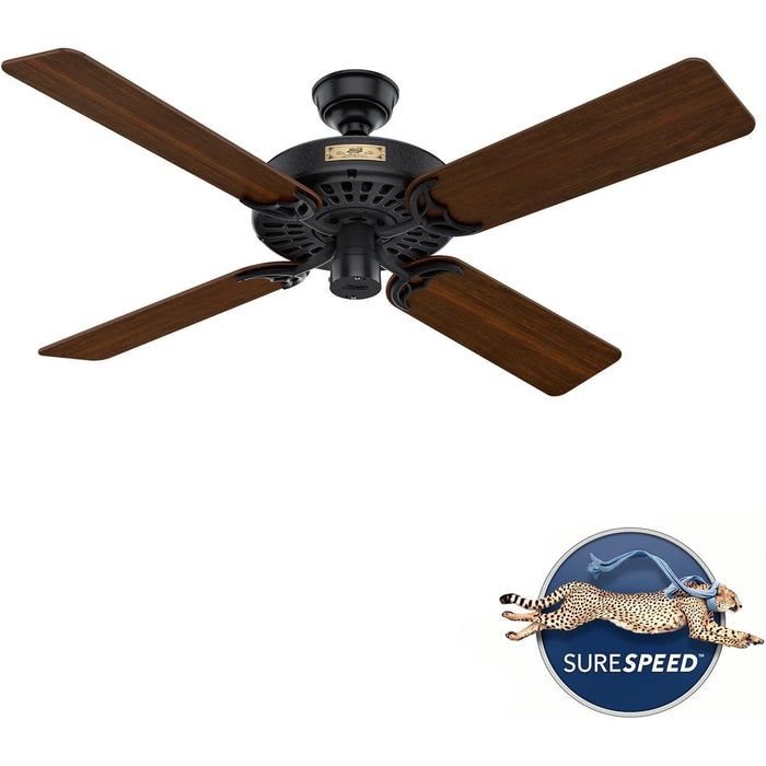 52 in. Black Outdoor Fan, Indoor Outdoor Ceiling Fans with Pull Chain Control, Hugger Ceiling Fans-2-ErisView