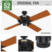 52 in. Black Outdoor Fan, Indoor Outdoor Ceiling Fans with Pull Chain Control, Hugger Ceiling Fans-3-ErisView