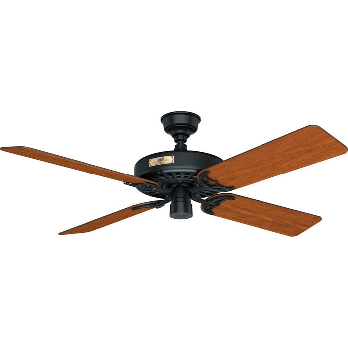 52 in. Black Outdoor Fan, Indoor Outdoor Ceiling Fans with Pull Chain Control, Hugger Ceiling Fans-1-ErisView