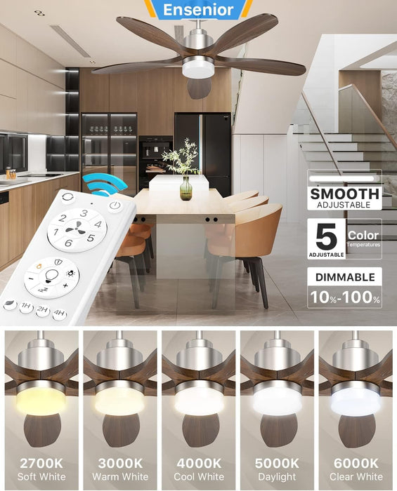 52 in. Black Remote Control Ceiling Fan and Light, Wood Reversible DC Ceiling Fan for Bedroom Living Room -10-ErisView