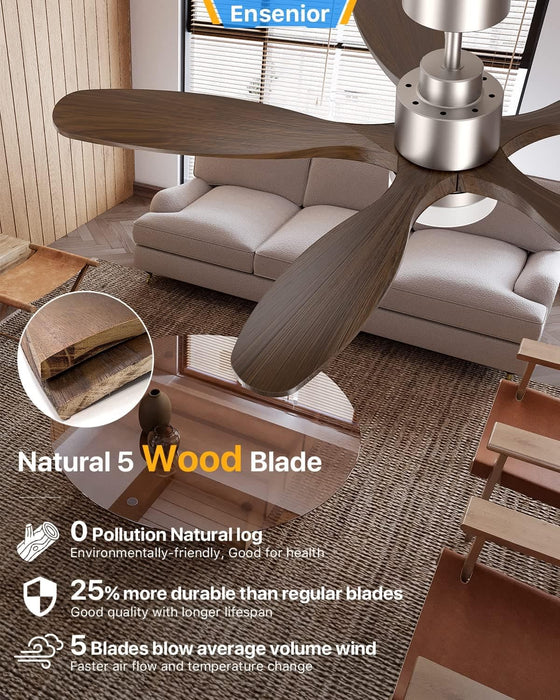 52 in. Black Remote Control Ceiling Fan and Light, Wood Reversible DC Ceiling Fan for Bedroom Living Room -12-ErisView