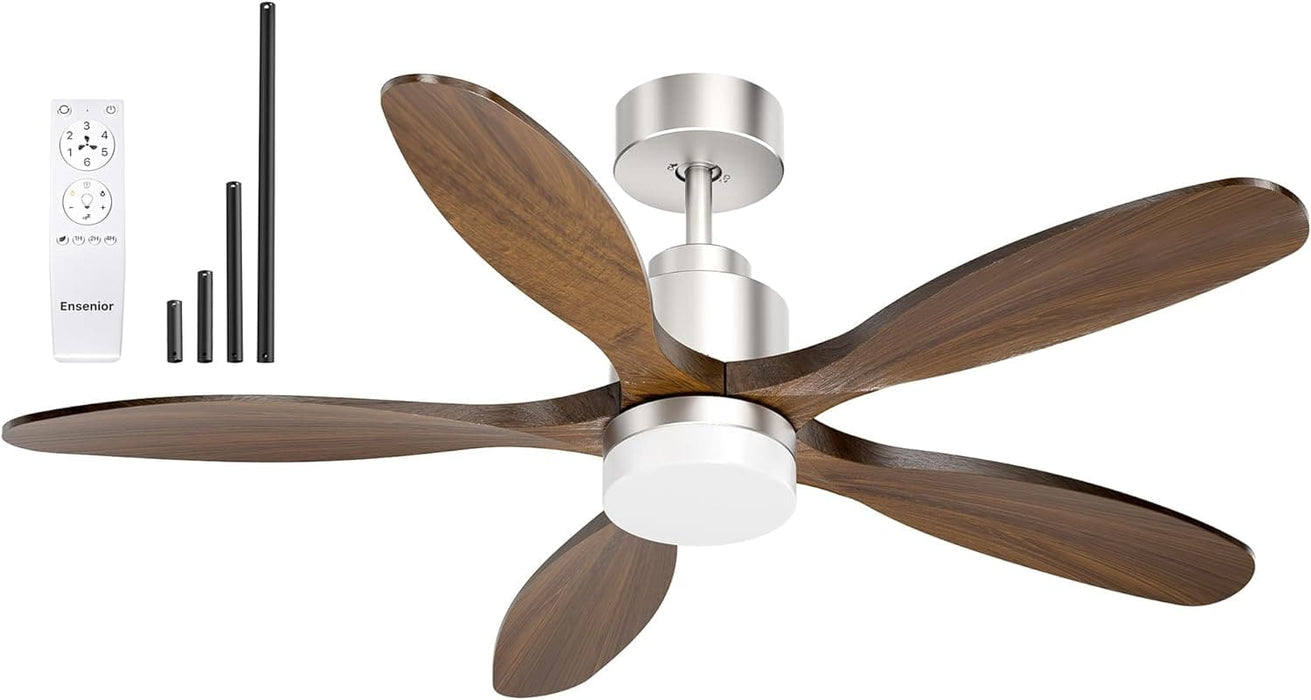 52 in. Black Remote Control Ceiling Fan and Light, Wood Reversible DC Ceiling Fan for Bedroom Living Room -8-ErisView