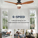 52 in. Black Walnut Wood Ceiling Fan with Light and Remote, Flush Mount 3 Blades Ceiling Fan for Kitchen Bedroom Living Room-3-ErisView