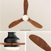 52 in. Black Walnut Wood Ceiling Fan with Light and Remote, Flush Mount 3 Blades Ceiling Fan for Kitchen Bedroom Living Room-6-ErisView