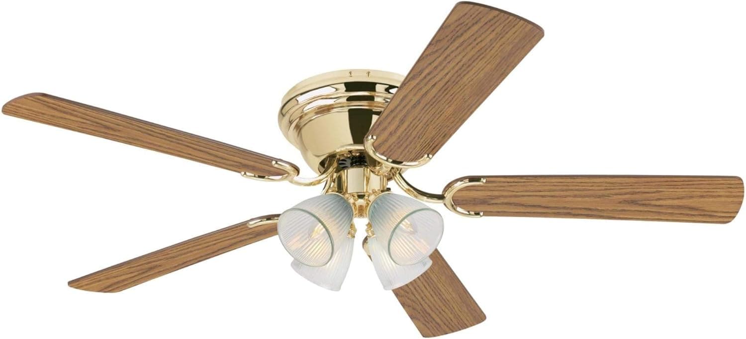 52 in. Brass Ceiling Fan, Indoor Ceiling Fan with Light, Flush Mount Brass Ceiling Fan-3-ErisView
