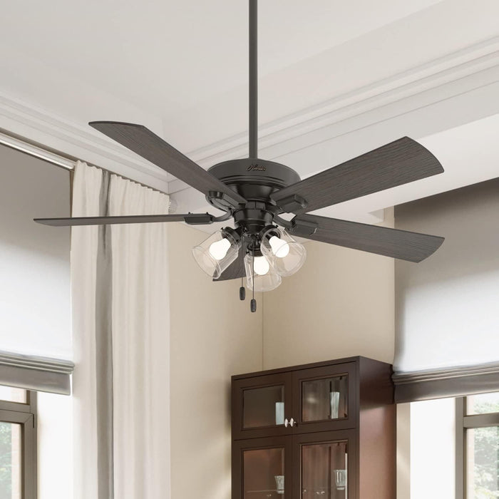 52 in. Bronze Ceiling Fan, Ceiling Fan with LED Light Kit and Pull Chain, Hugger Ceiling Fan with Light-2-ErisView