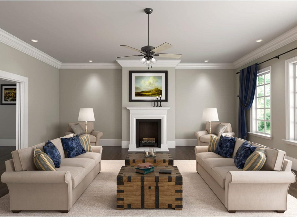 52 in. Bronze Ceiling Fan, Ceiling Fan with LED Light Kit and Pull Chain, Hugger Ceiling Fan with Light-3-ErisView