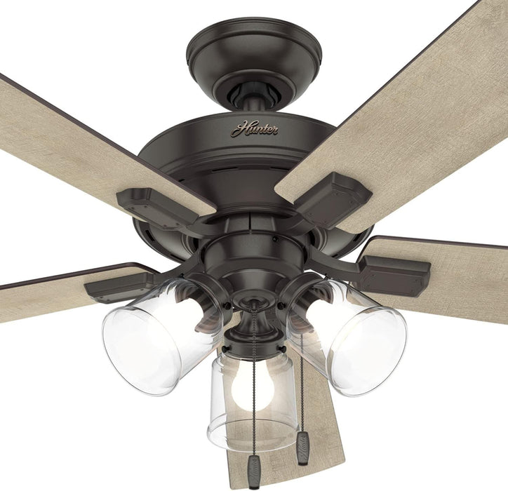 52 in. Bronze Ceiling Fan, Ceiling Fan with LED Light Kit and Pull Chain, Hugger Ceiling Fan with Light-8-ErisView