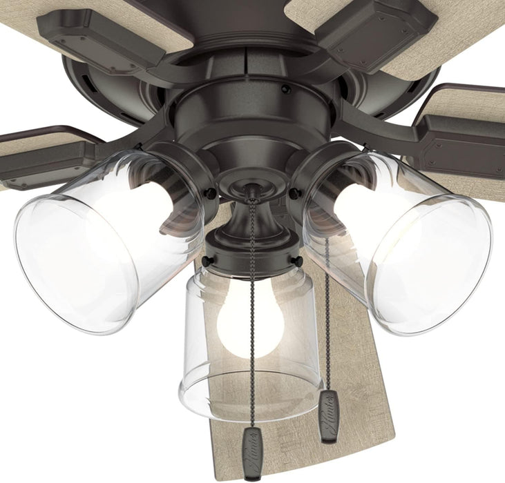 52 in. Bronze Ceiling Fan, Ceiling Fan with LED Light Kit and Pull Chain, Hugger Ceiling Fan with Light-9-ErisView