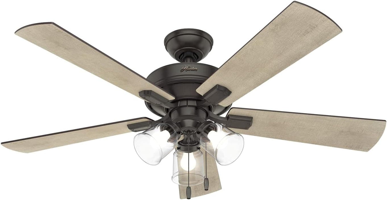 52 in. Bronze Ceiling Fan, Ceiling Fan with LED Light Kit and Pull Chain, Hugger Ceiling Fan with Light-1-ErisView