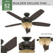 52 in. Bronze Ceiling Fan, Indoor Ceiling Fan with LED Light and Pull Chain Control, Hugger Ceiling Fans-2-ErisView