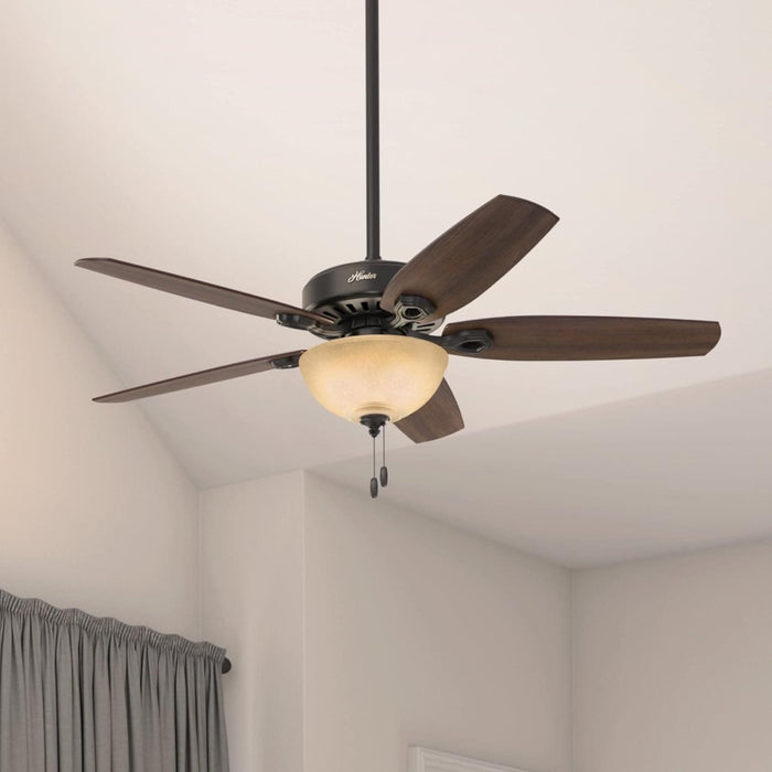 52 in. Bronze Ceiling Fan, Indoor Ceiling Fan with LED Light and Pull Chain Control, Hugger Ceiling Fans-3-ErisView