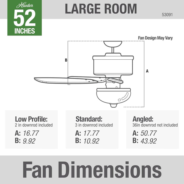 52 in. Bronze Ceiling Fan, Indoor Ceiling Fan with LED Light and Pull Chain Control, Hugger Ceiling Fans-5-ErisView