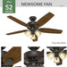 52 in. Bronze Ceiling Fan with LED Light Kit and Pull Chain, Ceiling Hugger Ceiling Fan with Light-2-ErisView