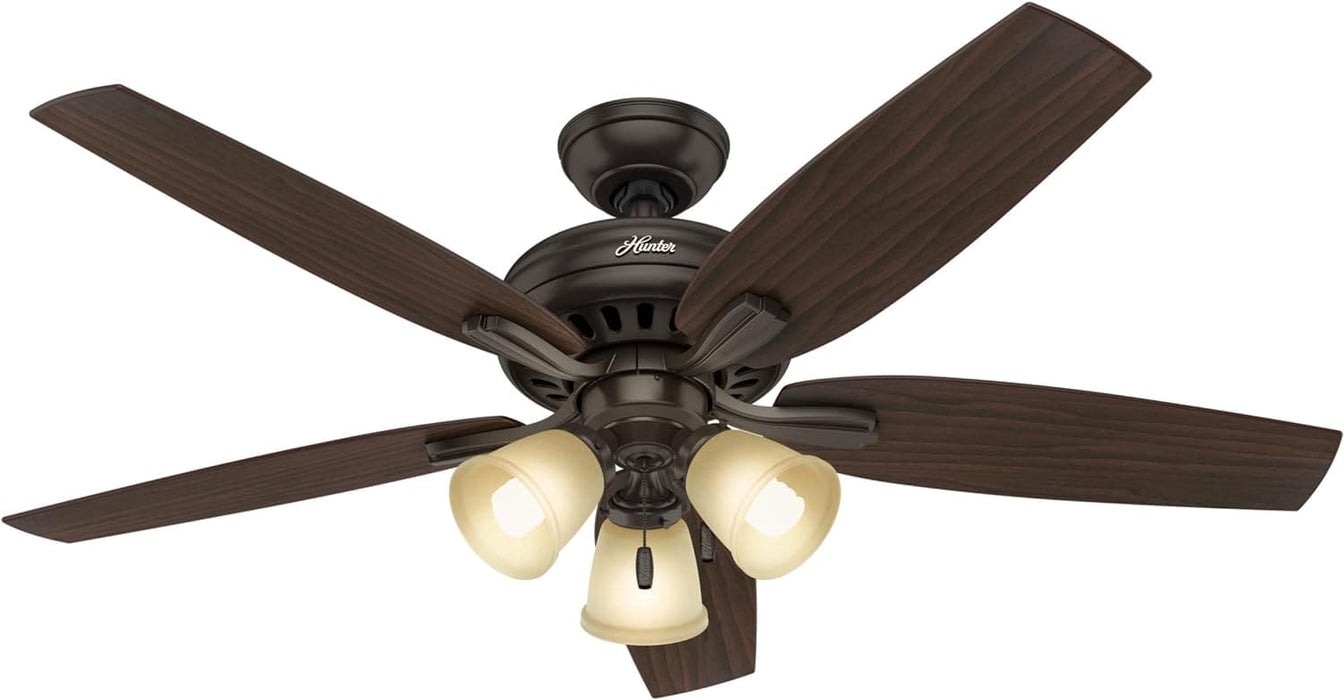 52 in. Bronze Ceiling Fan with LED Light Kit and Pull Chain, Ceiling Hugger Ceiling Fan with Light-1-ErisView