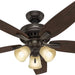 52 in. Bronze Ceiling Fan with LED Light Kit and Pull Chain, Ceiling Hugger Ceiling Fan with Light-1-ErisView