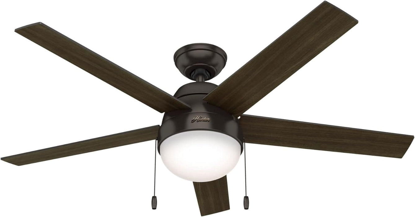 52 in. Bronze Unique Ceiling Fans with Lights Kit and Pull Chain, Hugger Ceiling Fan with Light-1-ErisView