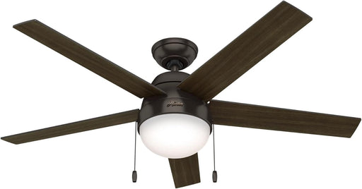 52 in. Bronze Unique Ceiling Fans with Lights Kit and Pull Chain, Hugger Ceiling Fan with Light-1-ErisView