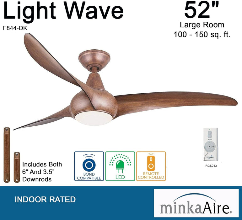 52 in. Brown Ceiling Fan with Low Profile Light and Remote Control-4-ErisView