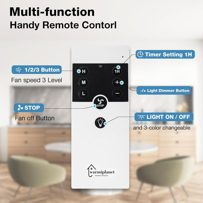 52 in. Brushed Ceiling Fan, Ceiling Fan with LED Light and Remote Control-3-ErisView