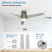 52 in. Brushed Nickel Ceiling Fan, Flush Mount Ceiling Fan with Light Remote Control, 3 Blade Ceiling Fan-6-ErisView