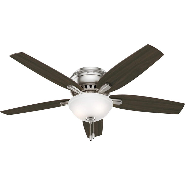 52 in. Brushed Nickel Ceiling Fan, Low Ceiling Fan with LED Light Kit and Pull Chain, Hugger Ceiling Fans-10-ErisView