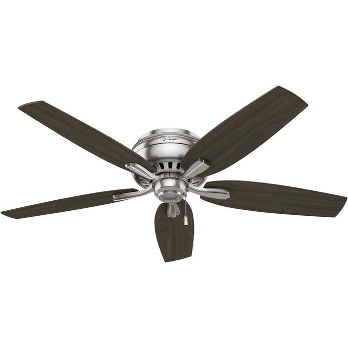 52 in. Brushed Nickel Ceiling Fan, Low Ceiling Fan with LED Light Kit and Pull Chain, Hugger Ceiling Fans-11-ErisView