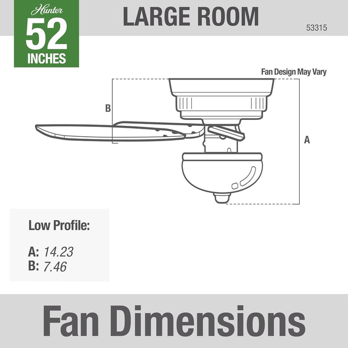 52 in. Brushed Nickel Ceiling Fan, Low Ceiling Fan with LED Light Kit and Pull Chain, Hugger Ceiling Fans-5-ErisView