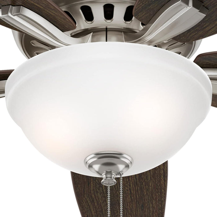 52 in. Brushed Nickel Ceiling Fan, Low Ceiling Fan with LED Light Kit and Pull Chain, Hugger Ceiling Fans-6-ErisView