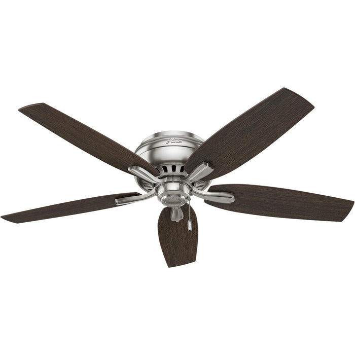 52 in. Brushed Nickel Ceiling Fan, Low Ceiling Fan with LED Light Kit and Pull Chain, Hugger Ceiling Fans-9-ErisView