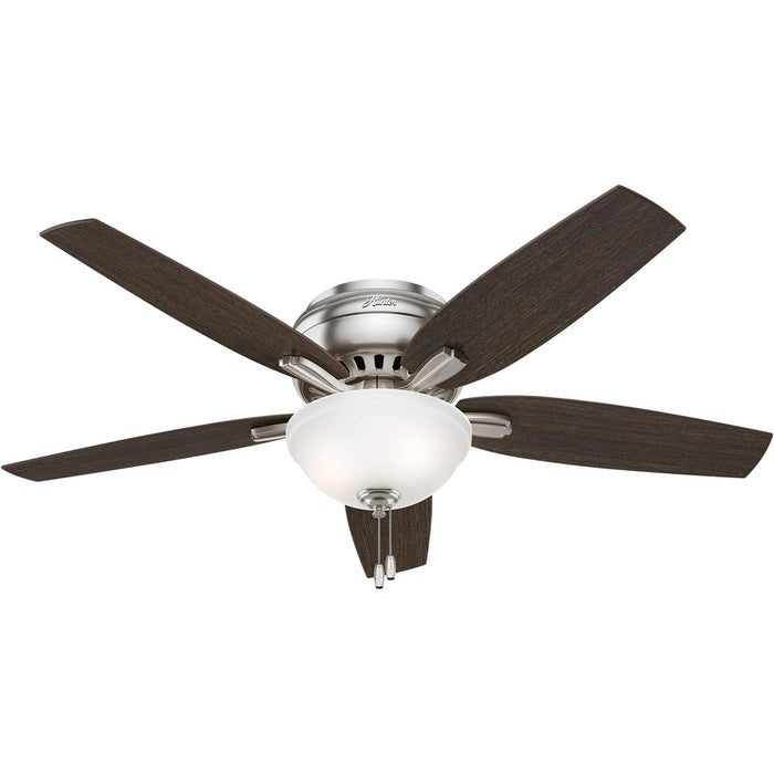 52 in. Brushed Nickel Ceiling Fan, Low Ceiling Fan with LED Light Kit and Pull Chain, Hugger Ceiling Fans-1-ErisView
