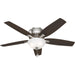 52 in. Brushed Nickel Ceiling Fan, Low Ceiling Fan with LED Light Kit and Pull Chain, Hugger Ceiling Fans-1-ErisView