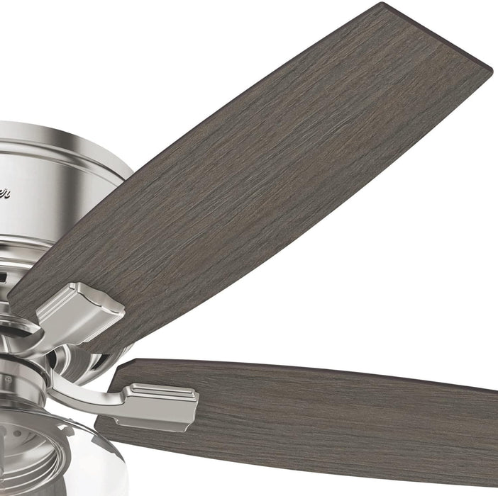 52 in. Brushed Nickel Ceiling Fan, Low Profile Ceiling Fan with LED Light Kit and Remote Control, Hugger Ceiling Fans-10-ErisView