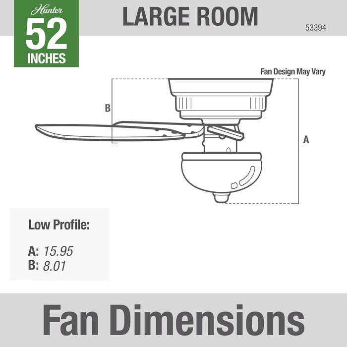 52 in. Brushed Nickel Ceiling Fan, Low Profile Ceiling Fan with LED Light Kit and Remote Control, Hugger Ceiling Fans-6-ErisView