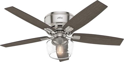 52 in. Brushed Nickel Ceiling Fan, Low Profile Ceiling Fan with LED Light Kit and Remote Control, Hugger Ceiling Fans-1-ErisView