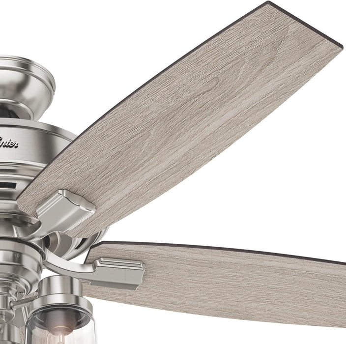 52 in. Brushed Nickel Ceiling Fan with LED Light Kit and Handheld Remote, Ceiling Hugger Ceiling Fan with Light-11-ErisView