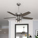 52 in. Brushed Nickel Ceiling Fan with LED Light Kit and Handheld Remote, Ceiling Hugger Ceiling Fan with Light-3-ErisView