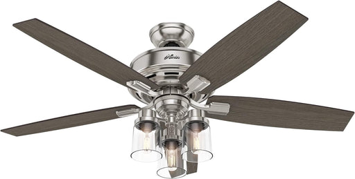 52 in. Brushed Nickel Ceiling Fan with LED Light Kit and Handheld Remote, Ceiling Hugger Ceiling Fan with Light-1-ErisView