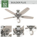 52 in. Brushed Nickel Ceiling Fan with LED Light Kit and Pull Chain, Ceiling Hugger Ceiling Fans-2-ErisView