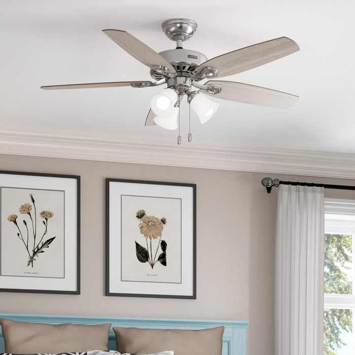 52 in. Brushed Nickel Ceiling Fan with LED Light Kit and Pull Chain, Ceiling Hugger Ceiling Fans-4-ErisView