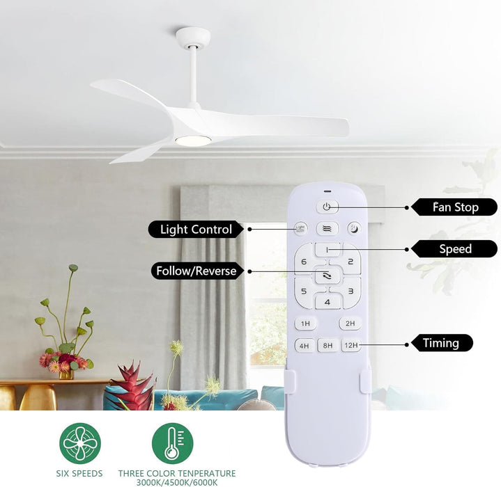 52 in. Brushed Nickel Ceiling Fan with Remote, Modern Reversible Quiet Ceiling Fan for Kitchen Bedroom Living Room-11-ErisView