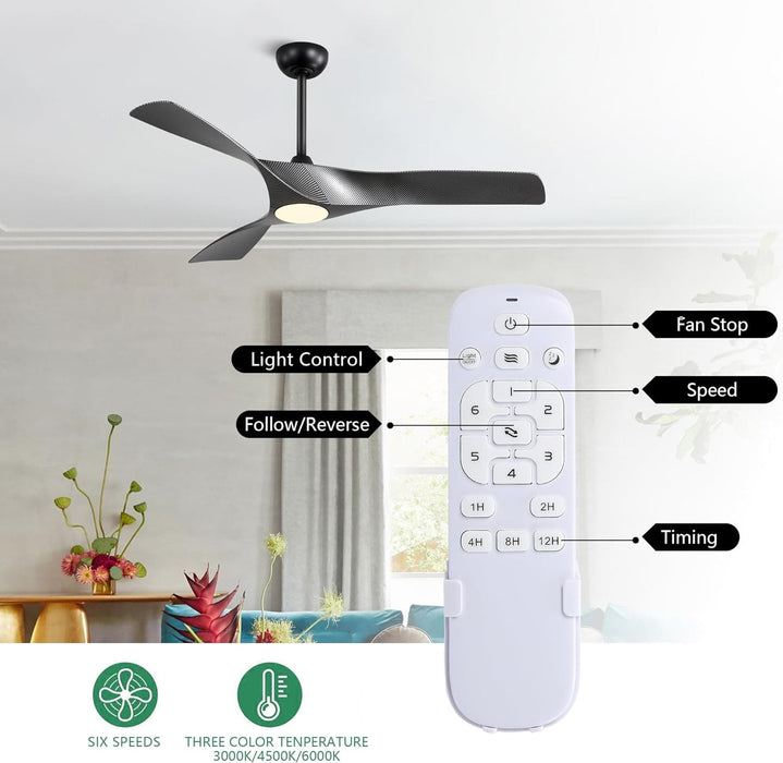 52 in. Brushed Nickel Ceiling Fan with Remote, Modern Reversible Quiet Ceiling Fan for Kitchen Bedroom Living Room-19-ErisView