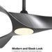 52 in. Brushed Nickel Ceiling Fan with Remote, Modern Reversible Quiet Ceiling Fan for Kitchen Bedroom Living Room-23-ErisView
