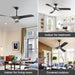 52 in. Brushed Nickel Ceiling Fan with Remote, Modern Reversible Quiet Ceiling Fan for Kitchen Bedroom Living Room-24-ErisView