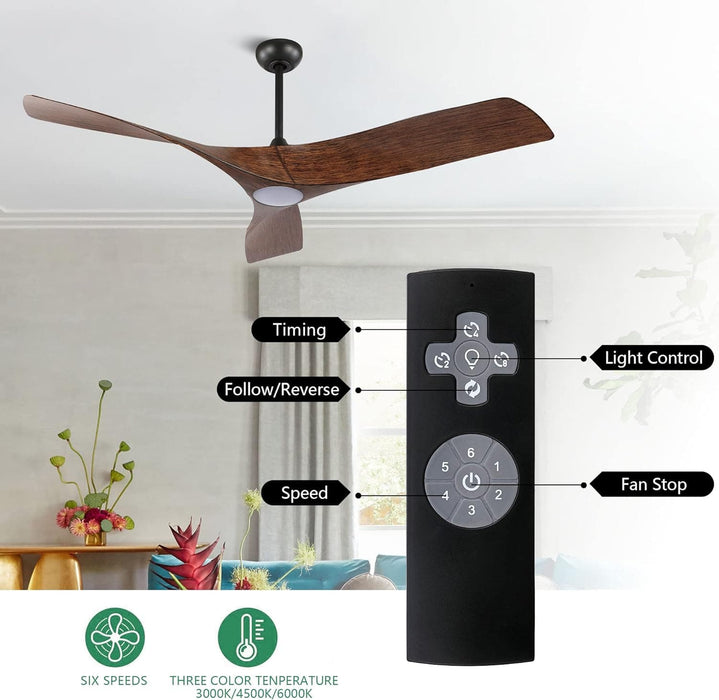 52 in. Brushed Nickel Ceiling Fan with Remote, Modern Reversible Quiet Ceiling Fan for Kitchen Bedroom Living Room-26-ErisView
