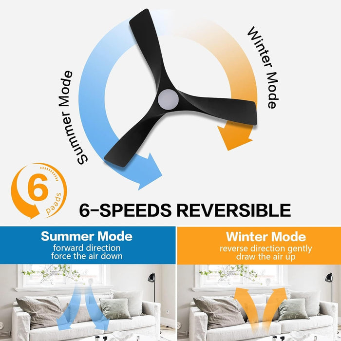 52 in. Brushed Nickel Ceiling Fan with Remote, Modern Reversible Quiet Ceiling Fan for Kitchen Bedroom Living Room-37-ErisView