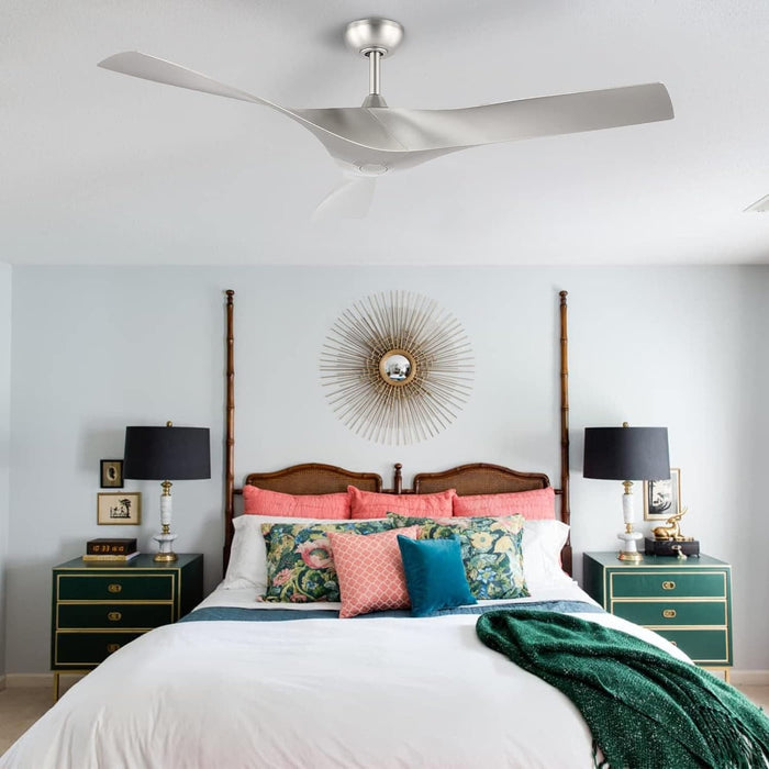 52 in. Brushed Nickel Ceiling Fan with Remote, Modern Reversible Quiet Ceiling Fan for Kitchen Bedroom Living Room-8-ErisView