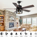52 in. Caged Rustic Farmhouse Industrial Ceiling Fan with Light and Remote, Outdoor Ceiling Fans for Patio, Reversible Ceiling Fan Light Fixture-3-ErisView