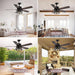 52 in. Caged Rustic Farmhouse Industrial Ceiling Fan with Light and Remote, Outdoor Ceiling Fans for Patio, Reversible Ceiling Fan Light Fixture-5-ErisView