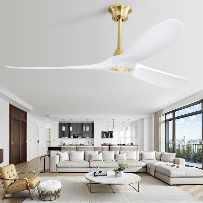 52 in. Carved Wood Fans without Ceiling Fan NO Light, Ceiling Fan, 3 Blade Modern Ceiling Fan with Remote for Living Room Bedroom, Outdoor Fan for Patio-12-ErisView